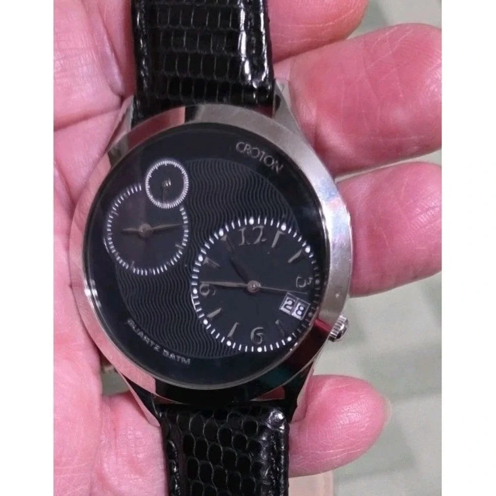 Croton Dual Time Japan MVT Genuine Lizard Band‎